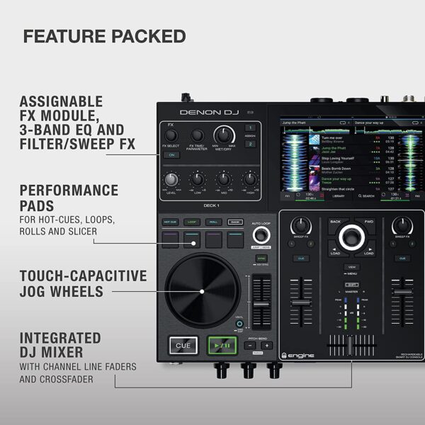 Denon DJ PRIME GO ? Portable DJ Set / Smart DJ Console with 2 Decks, WIFI Streaming, 7-Inch HD Touchscreen and Rechargeable Battery - Image 4
